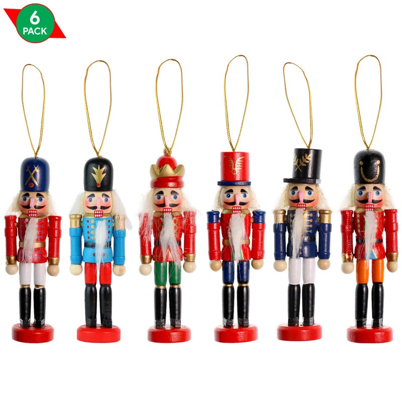 Ornativity Nutcracker Ornament 6 pc - Hanging Christmas Mini Wooden Figures King and Soldier Nutcrackers with Gift Box - Image 4